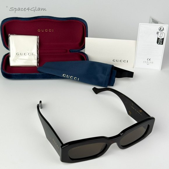 BRAND NEW Gucci GG1426S 002 Dark Havana Brown Unisex Rectangle Sunglasses main image 8
